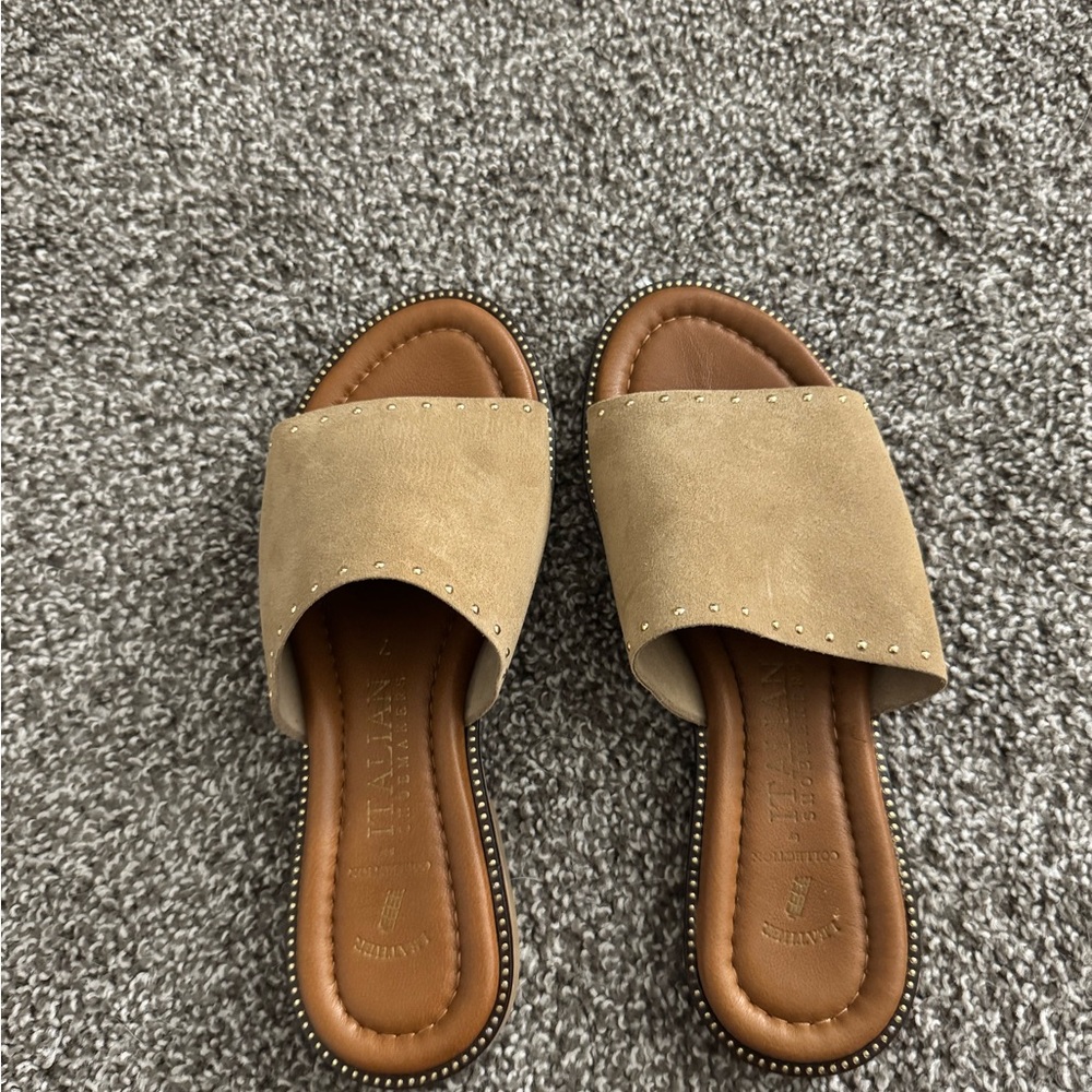 Italian Shoemakers Beige Slide Sandals